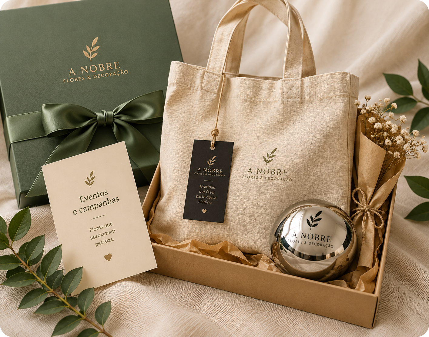 Ecobag personalizada com itens de evento